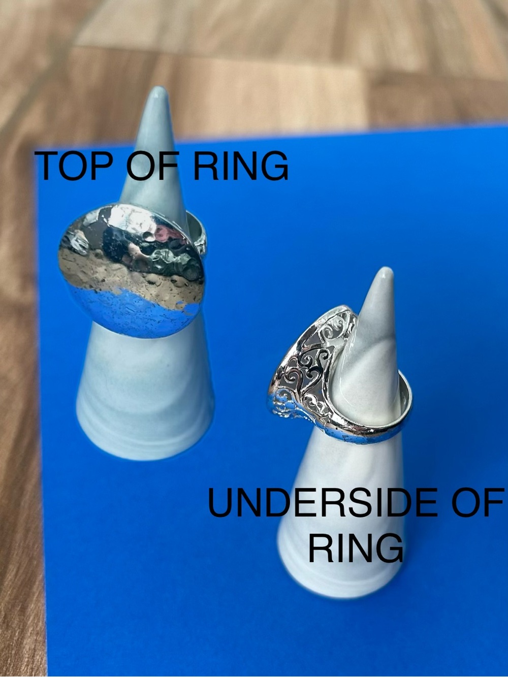 Large Hammered Disc & Intricate Filigree Sterling Silver Statement Ring Size 4.5